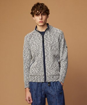  【洗える・イタリア糸使用】 コットンスラブ ニット ブルゾン