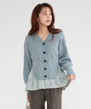  【洗える】ペプラム カーディガン