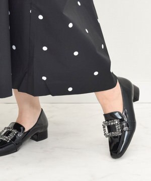  【Bridget Birkin】スクエアバックルビジューローファー