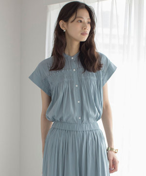 ギャザーライトデシンシャーリング ブラウス