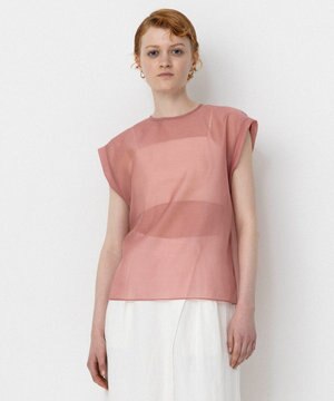 【Nave・洗える/シアー素材】シアーリンクル ノースリーブブラウス