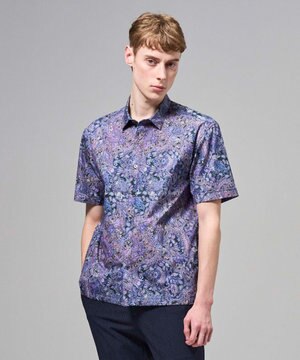  【新柄】エスニカルプリント　半袖レギュラーカラーシャツ