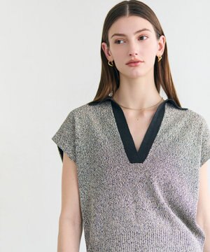  AGATE / バイカラー スキッパーニット