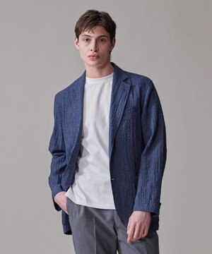  リネン×シアサッカーの清涼感【高通気性】ストレッチリネンシアサッカー ジャケット