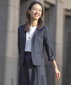  【セットアップ対応・洗える・UVケア・速乾】 OXIJEWELストレッチ ノーカラー ジャケット