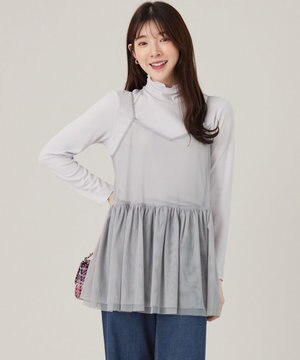  【洗える】チュールレイヤード インナー