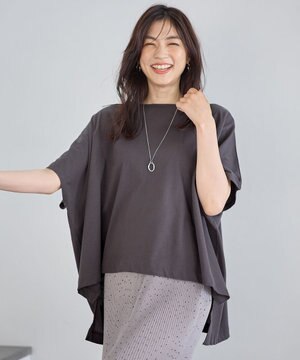ハイツイストコットンポンチョ風Tシャツ
