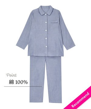  パジャマ 長袖 長ズボン ピマ綿100％ やわらかな肌ざわり 襟つきシャツタイプ レディース EP3001 ウイング／ワコール