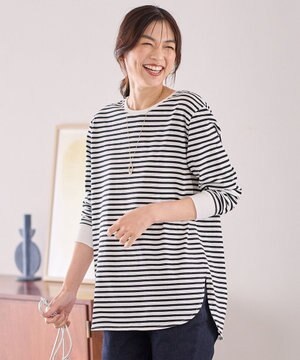  【洗濯機可】リブポイントテールＴシャツ