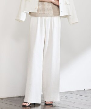  【セットアップ対応】リネンストレッチワイド パンツ