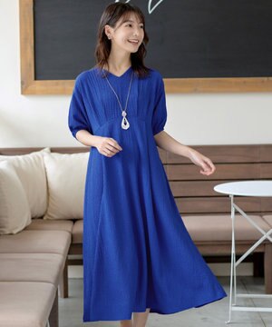 【新色追加】ワッフルVネックワンピース