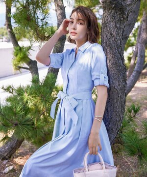  【洗える】シャツワンピース