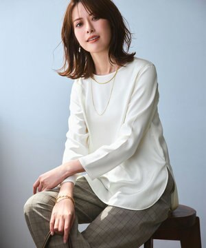  【洗える】サテン ロングスリーブ Tシャツ