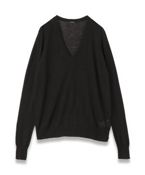  【FOUNDATIONS】【洗える】キャッシュエアー　Vネックニット