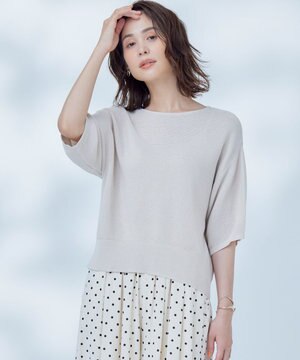 【WEB限定】コットンポリエステル5分袖リラクシー ニット