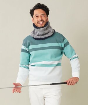  【MEN】【洗える】カラーブロック 裏付き ニット