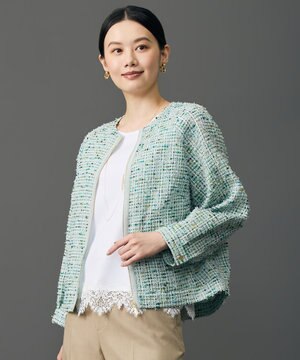  【顔まわり華やか・軽量】シアースラブジャガード ジャケット