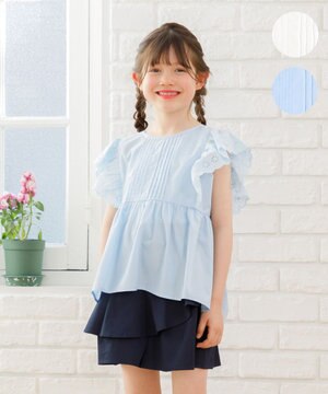  【150-160㎝】レースペプラム ブラウス