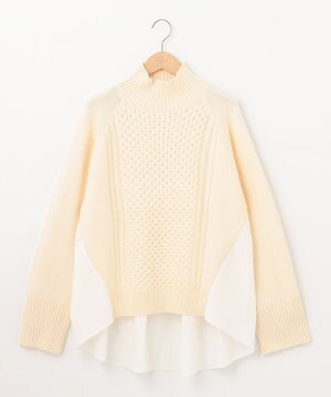 【洗える】異素材メランジハイネックニット