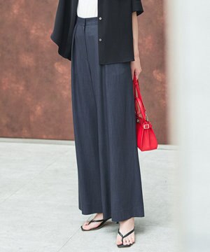  【洗える】 ドレープスラブデニム ワイドパンツ
