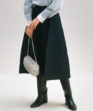  【洗える】エクラジャカード コクーン スカート