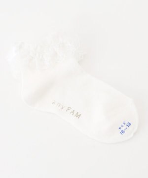  【日本製】レース花柄ラメショートソックス