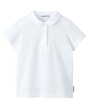  【90-130cm】天竺素材の丸衿半袖ブラウス