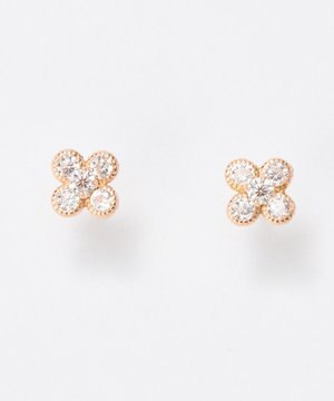 【K10RG】フラワービジューピアス