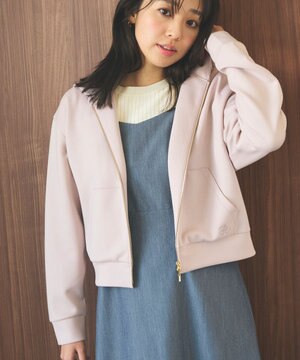  【洗える】ダブルジップダンボールロゴ パーカー