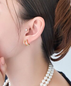  【金属アレルギー対応】2setプリズムビジューイヤーカフ　ゴールド/ニッケルフリー