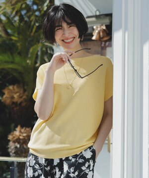 【新色追加/14色展開】アクリルガーターフレンチスリーブニット