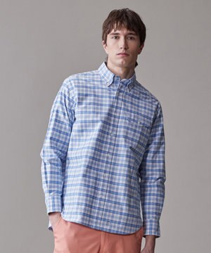  コットンオックス マルチチェック シャツ / ボタンダウン