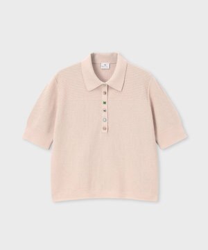  ラッキーチャームボタン ニットポロシャツ