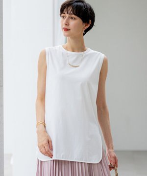  【新色追加/洗える】コットンベアジャージー ノースリーブ Tシャツ