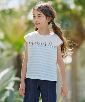  【110-140㎝】【UVケア】グリーンバンド Tシャツ