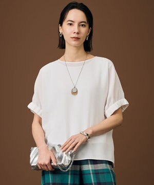  【人気素材・新色追加】ラスティックメッシュドルマンスリーブ Tブラウス