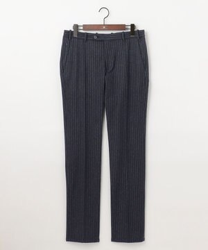  【ウエストも伸びる！/ハイパワーストレッチ/洗える】 メルトンジャージー ストライプ パンツ
