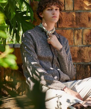  【イタリア糸使用・伸縮性】マルチカラームリネ ニットブルゾン