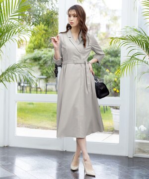  【洗える】テーラードカラーワンピース