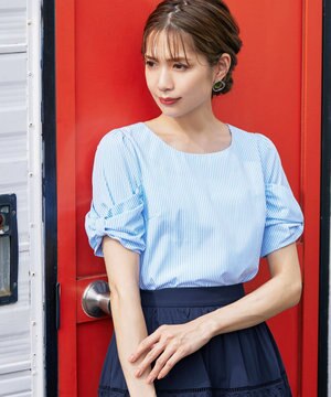  【洗える】リボン袖ブラウス