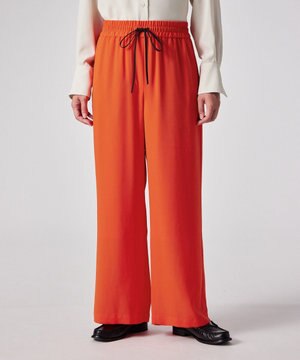  バックサテン ジョーゼット ワイドパンツ