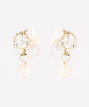  ドロップパール調ジュエル イヤリング