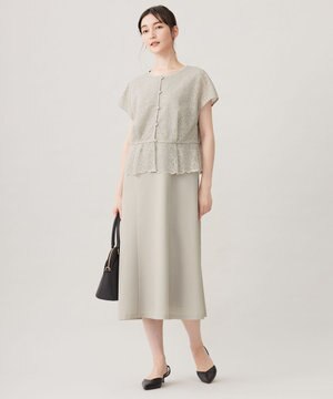  【カタログ掲載・洗える】レースブラウスコンビ ワンピース