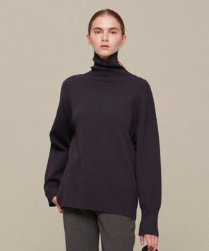 【洗える】スポンジッシュスムース ハイネックプルオーバー