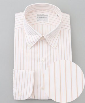  【形態安定】PREMIUMPLEATS_レギュラーカラー 通年ドレスシャツ（ボーダー）