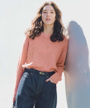 【洗える】コットンルレックスリリー カラーニット