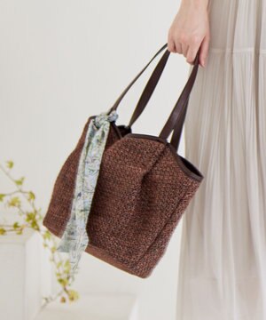  スカーフ付パイピングカゴ バッグ