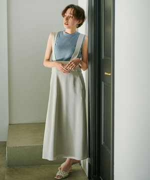 【洗える】ハイウエストサスペンダースカート