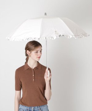  【一級遮光/晴雨兼用/遮熱/UV】PAUL&JOE ACCESSOIRES(ポール & ジョー)晴雨兼用日傘 クリザンテームワンポイントフリル