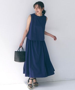  【セットアップ着用可/ウエストゴム】FINE MOVE パンチング ドット スカート